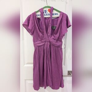 Anthropologie Deep V-Neck Vibrant Mini Dress